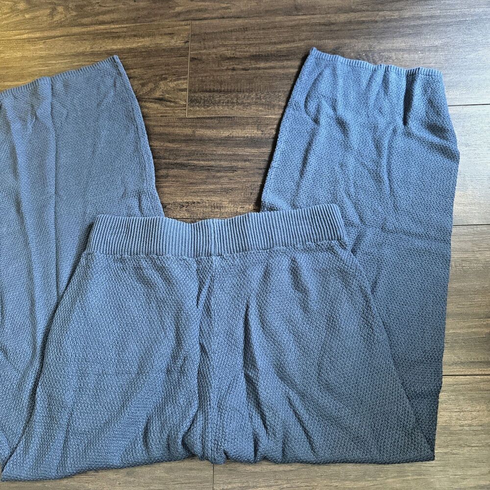 Three Dots Women's Pull-On Straight-Leg Ribbed Parma Pants Partly Cloudy Blue M - Picture 9 of 10